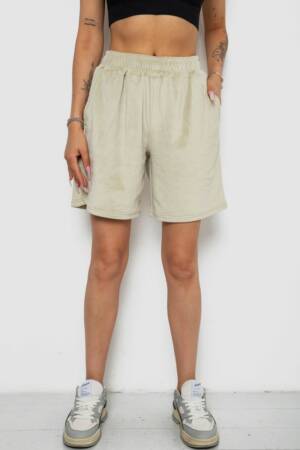 Шорти жіночі велюрові, колір оливковий, 238R106