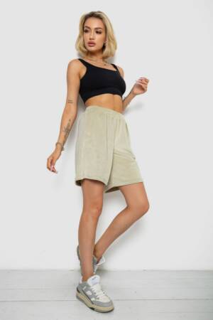 Шорти жіночі велюрові, колір оливковий, 238R106