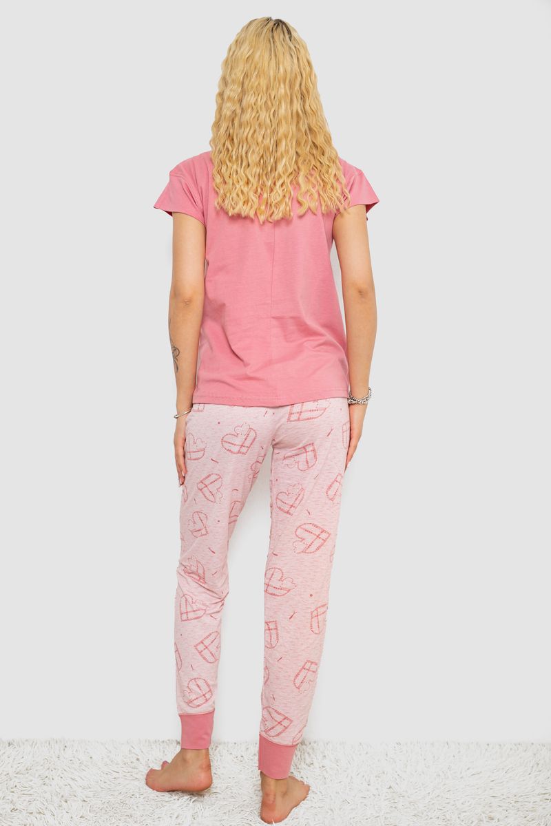 Піжама жіноча з принтом, колір пудровий, 243R0004-P4 - Зображення 4
