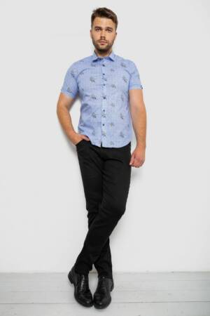 Сорочка чоловіча з принтом, колір блакитний, 214R6917-88