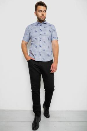 Сорочка чоловіча з принтом, колір синій, 214R6917-88