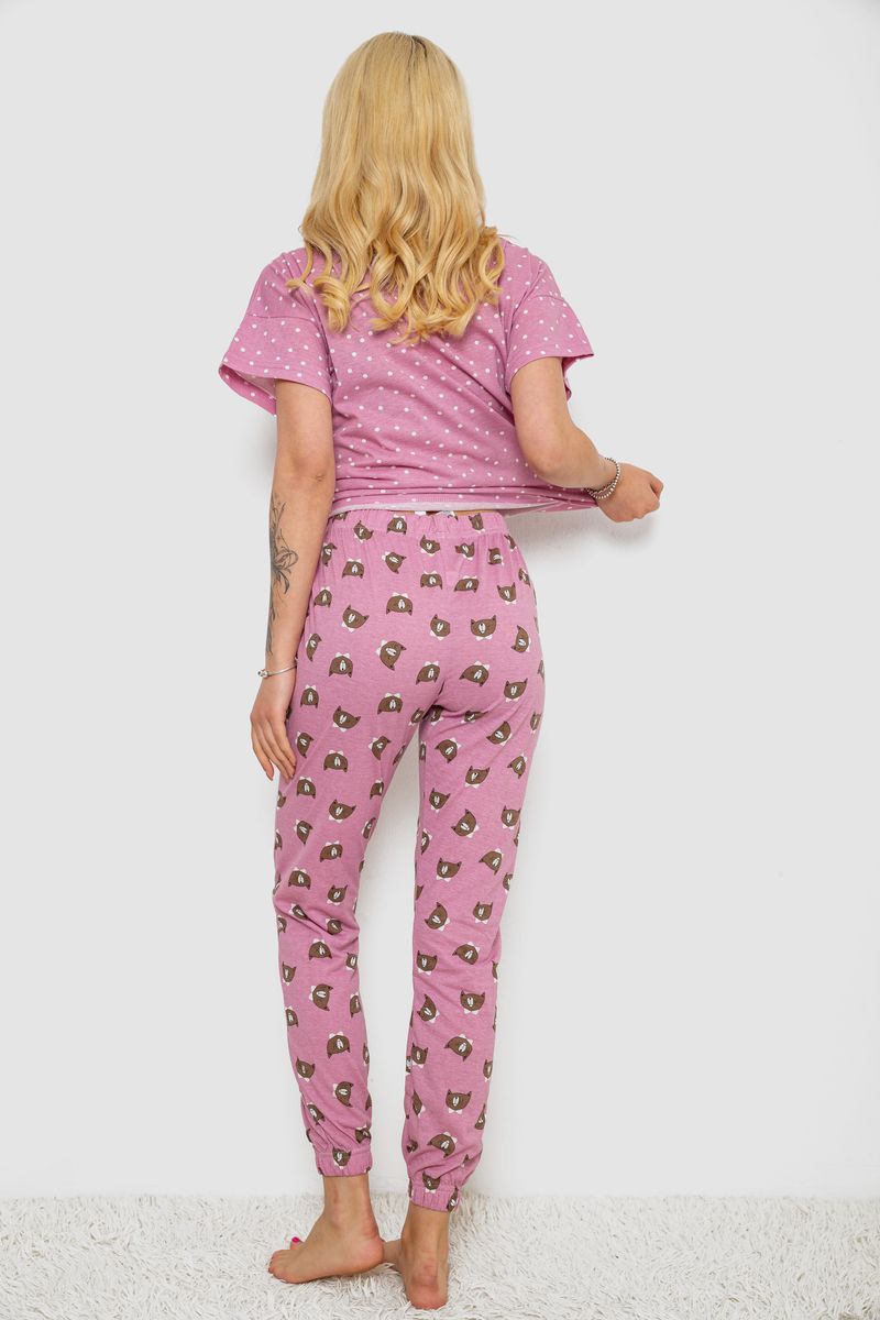Піжама жіноча з принтом, колір пудровий, 243R15406 - Зображення 4