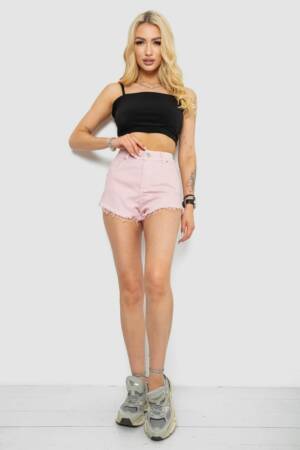 Шорти джинсові жіночі, колір пудровий, 182R1076