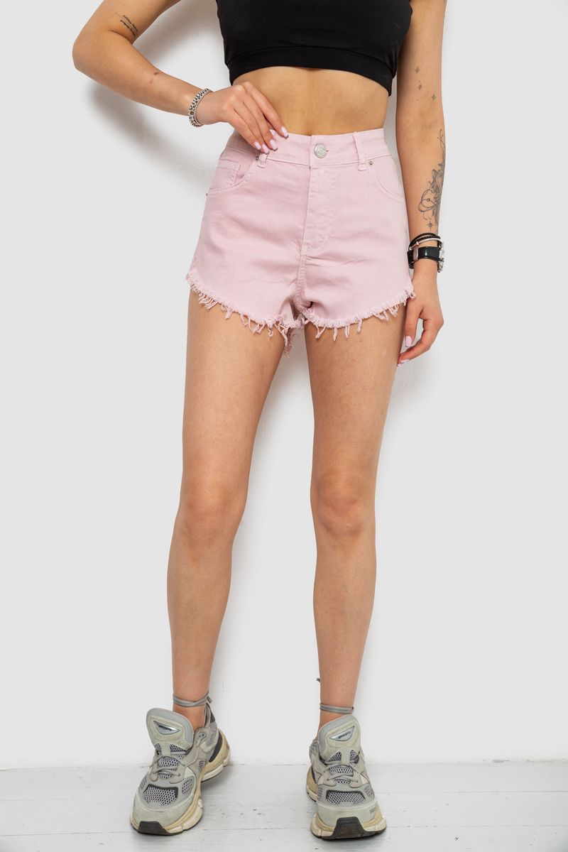 Шорти джинсові жіночі, колір пудровий, 182R1076