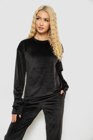 Піжама жіноча велюр, колір чорний, 102R5244