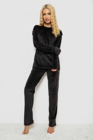 Піжама жіноча велюр, колір чорний, 102R5244