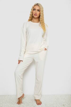 Піжама жіноча велюр, колір молочний, 102R5244