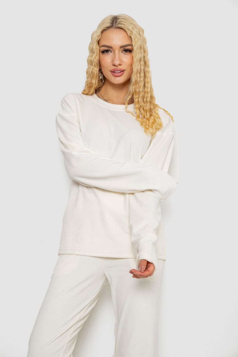 Піжама жіноча велюр, колір молочний, 102R5244