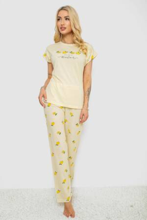 Піжама жіноча з принтом, колір жовтий, 243R2076