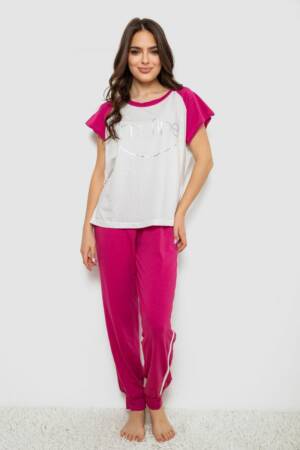 Жіноча піжама з принтом, колір молочний, 243R1600-026