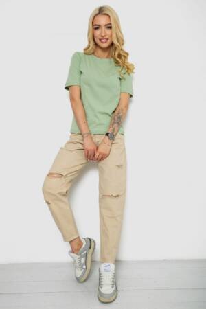 Футболка жіноча однотонна, колір оливковий, 241R1800