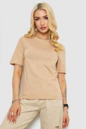 Футболка жіноча однотонна, колір бежевий, 241R1800