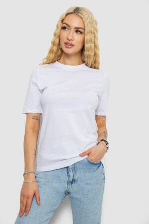 Футболка жіноча однотонна, колір білий, 241R1800