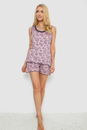 Піжама жіноча з принтом, колір бузковий, 243R5714