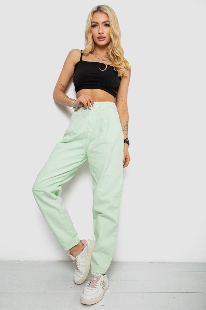 Джинси жіночі балони, колір м’ятний, 182R1826