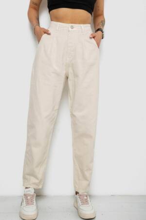 Джинси жіночі балони, колір бежевий, 182R1826