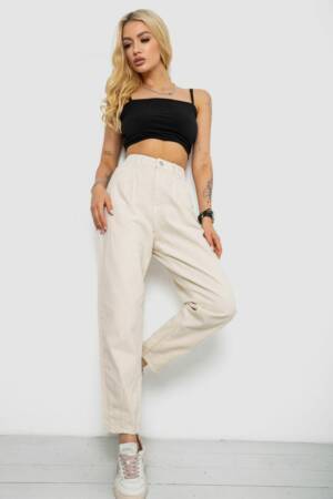 Джинси жіночі балони, колір бежевий, 182R1826