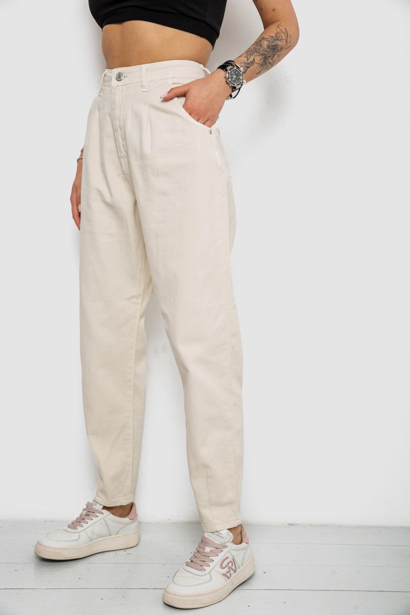 Джинси жіночі балони, колір бежевий, 182R1826 - Зображення 3