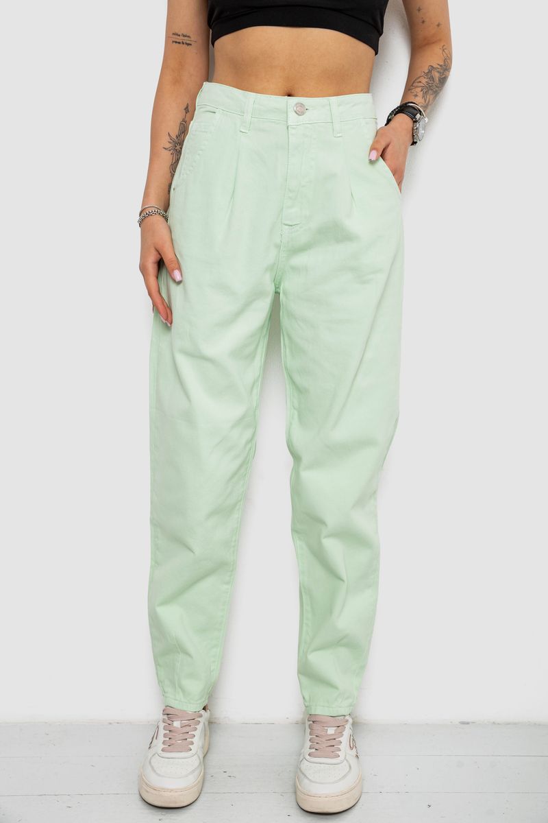 Джинси жіночі балони, колір м’ятний, 182R1826