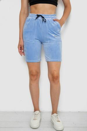 Шорти жіночі велюрові, колір блакитний, 238R58169-2