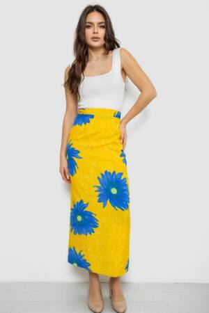 Спідниця вільного крою на запах, колір жовтий, 167R345