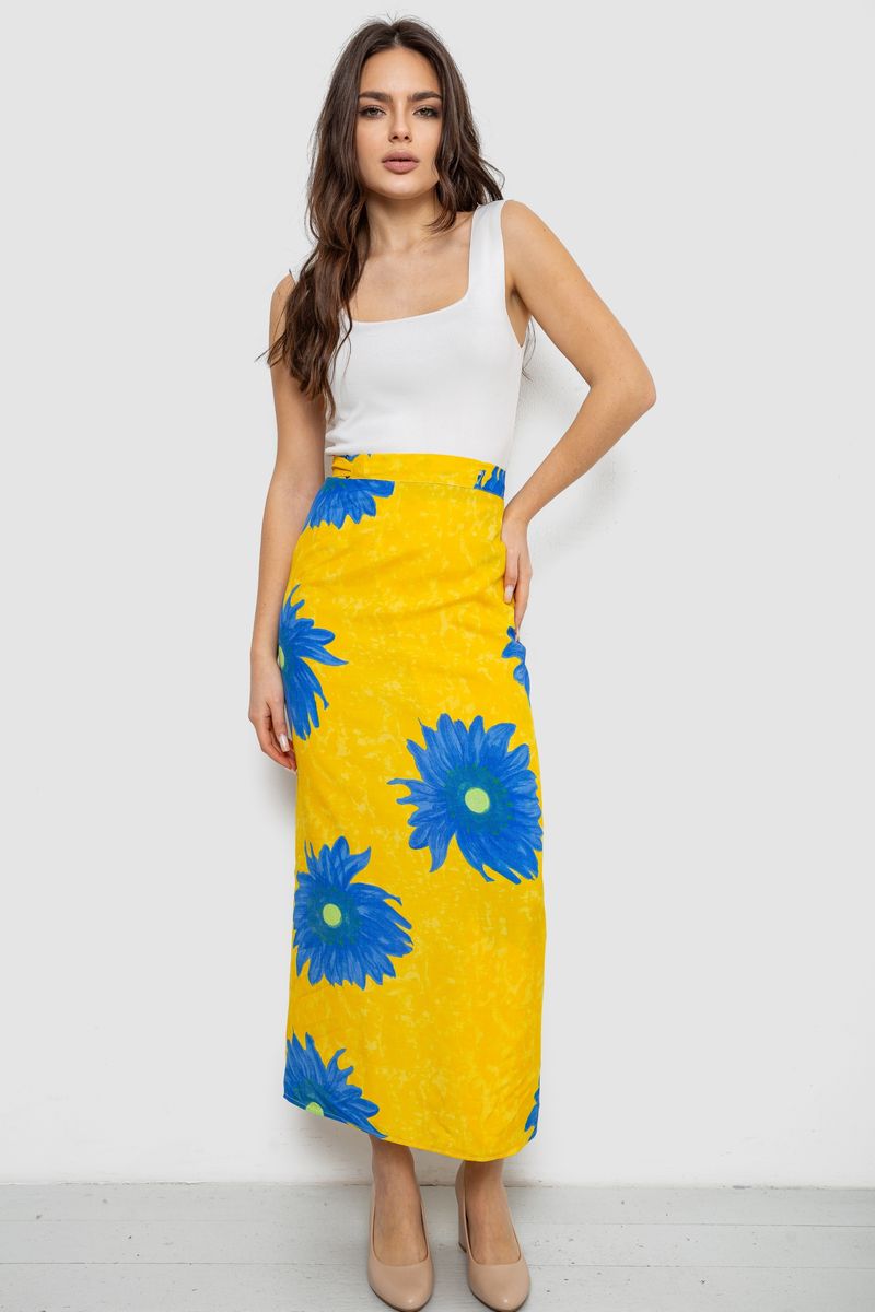 Спідниця вільного крою на запах, колір жовтий, 167R345