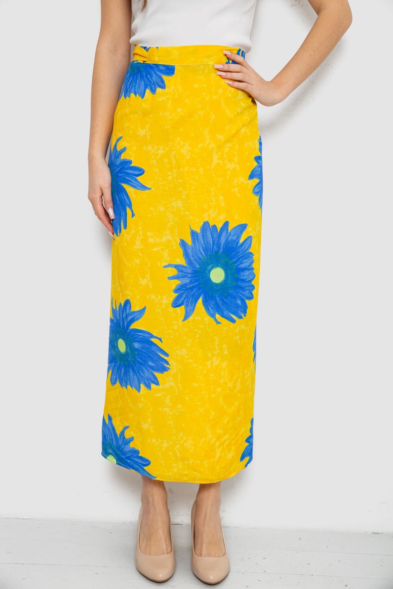 Спідниця вільного крою на запах, колір жовтий, 167R345