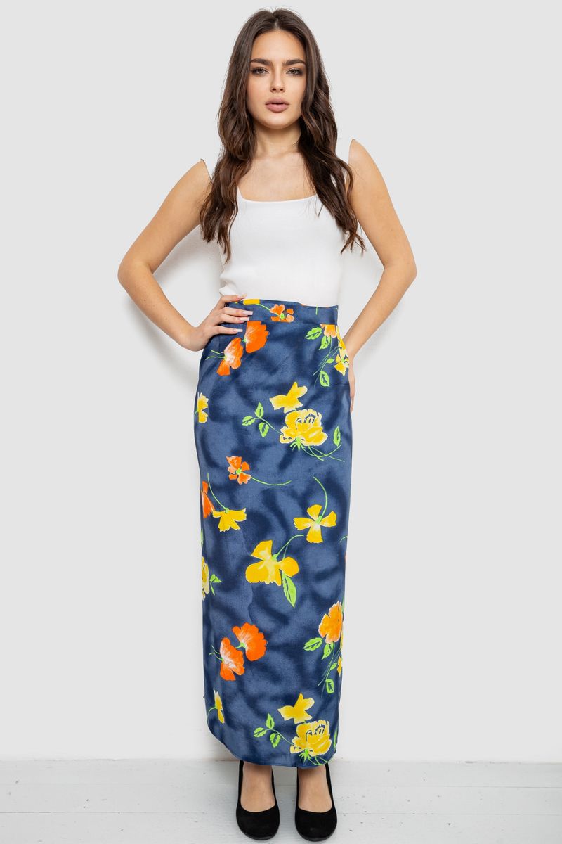 Спідниця вільного крою на запах, колір темно-синій, 167R345