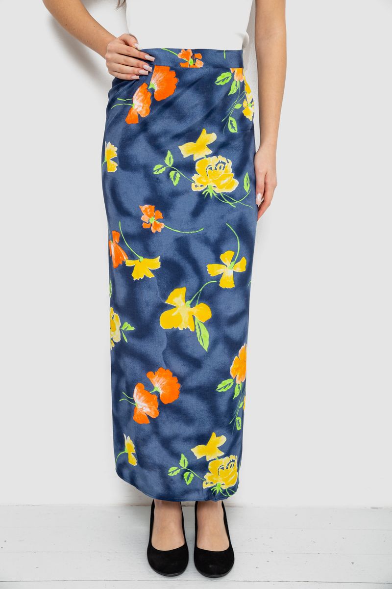 Спідниця вільного крою на запах, колір темно-синій, 167R345