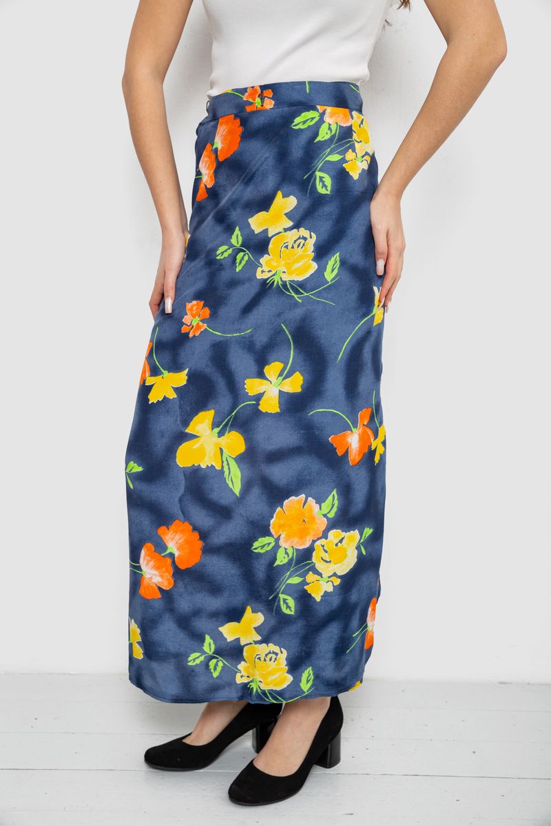 Спідниця вільного крою на запах, колір темно-синій, 167R345 - Зображення 3