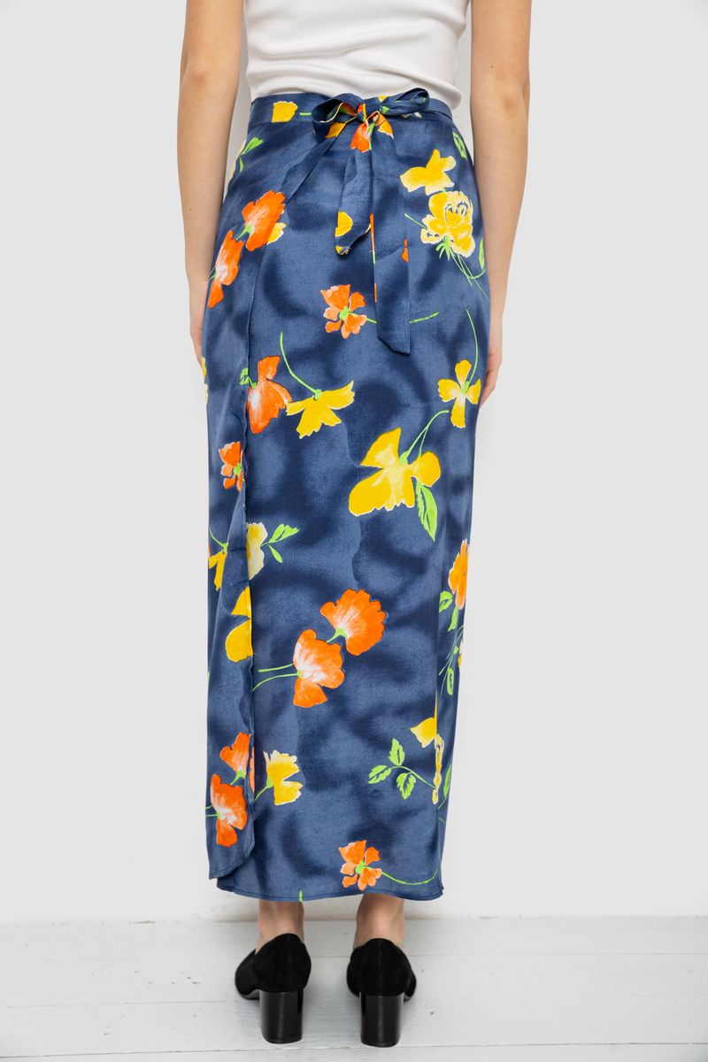 Спідниця вільного крою на запах, колір темно-синій, 167R345 - Зображення 4