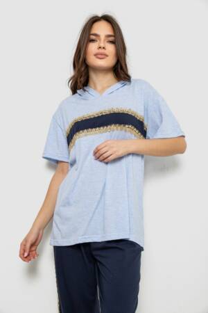 Піжама жіноча з принтом, колір блакитний, 243R1600-028