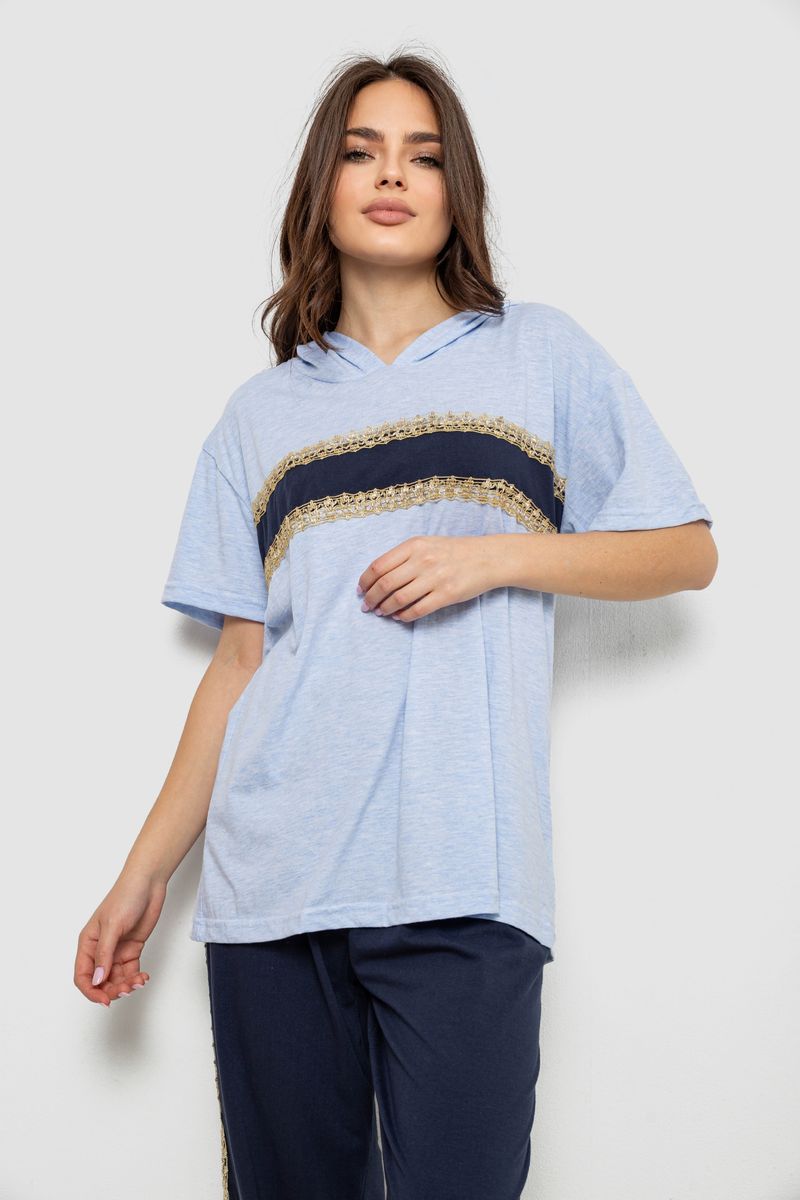 Піжама жіноча з принтом, колір блакитний, 243R1600-028 - Зображення 2