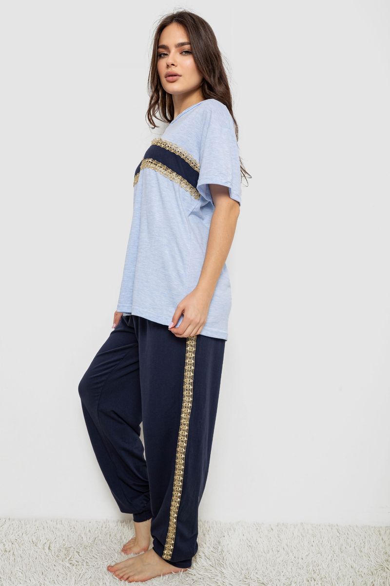 Піжама жіноча з принтом, колір блакитний, 243R1600-028 - Зображення 3