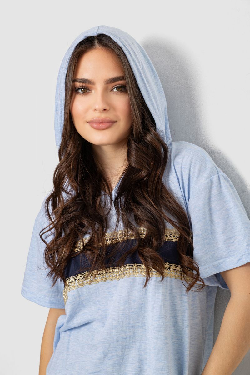 Піжама жіноча з принтом, колір блакитний, 243R1600-028 - Зображення 6