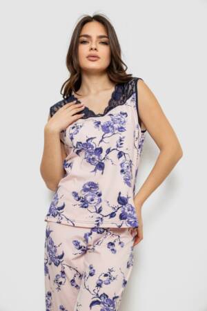 Піжама жіноча з принтом, колір персиковий, 243R1600-018