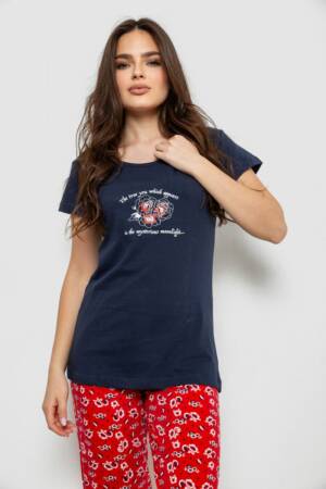 Піжама жіноча з принтом, колір синій, 243R1484-006
