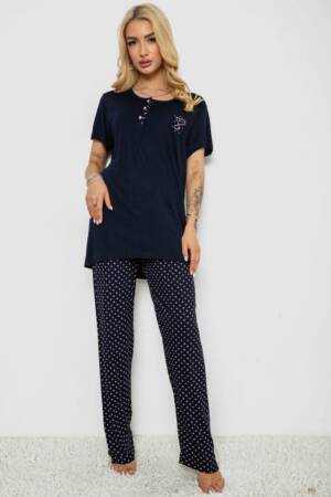 Піжама жіноча з принтом, колір синій, 243R7082