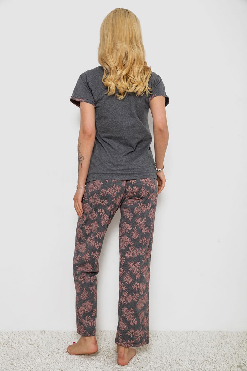 Піжама жіноча з принтом, колір темно-сірий, 243R9216 - Зображення 4