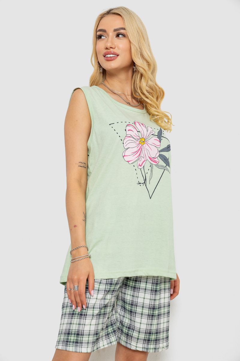 Піжама жіноча з принтом, колір м'ятний, 243R8498 - Зображення 3