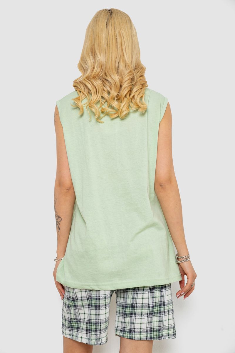 Піжама жіноча з принтом, колір м'ятний, 243R8498 - Зображення 4