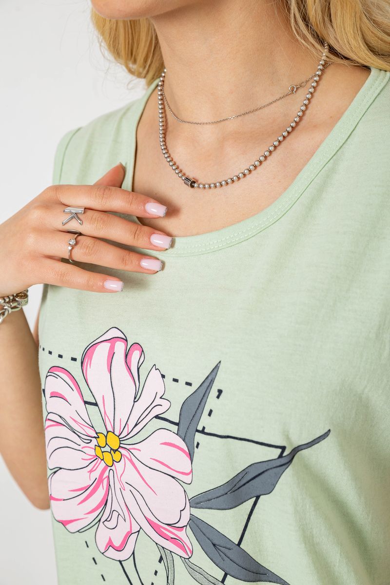 Піжама жіноча з принтом, колір м'ятний, 243R8498 - Зображення 5