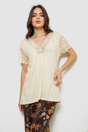 Піжама жіноча з принтом, колір жовтий, 243R1600-008