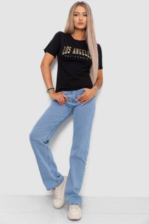 Футболка жіноча з принтом, колір чорний, 238R57476