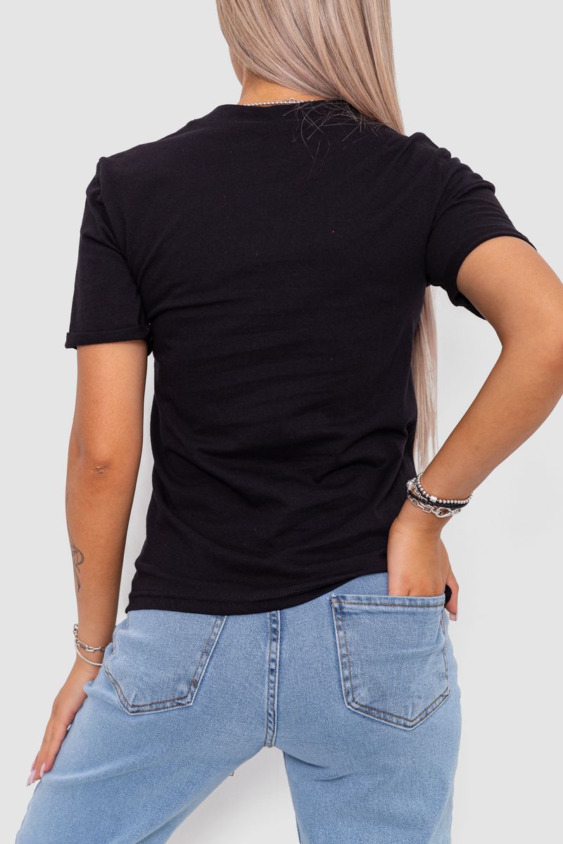 Футболка жіноча з принтом, колір чорний, 238R57476 - Зображення 4