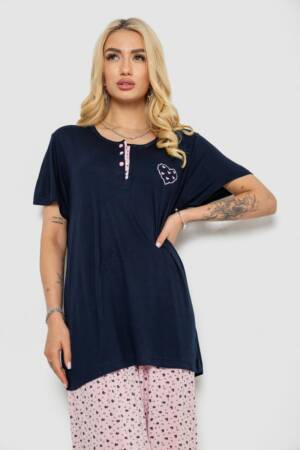 Піжама жіноча з принтом, колір синій, 243R7028