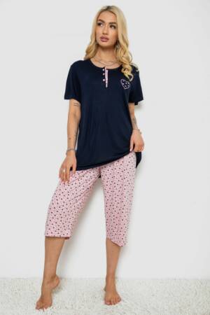 Піжама жіноча з принтом, колір синій, 243R7028
