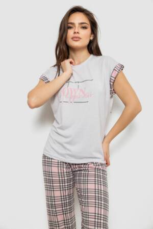 Піжама жіноча з принтом, колір сірий, 243R2118