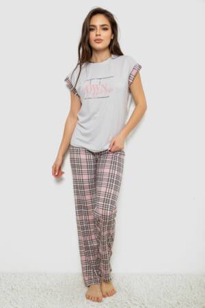 Піжама жіноча з принтом, колір сірий, 243R2118