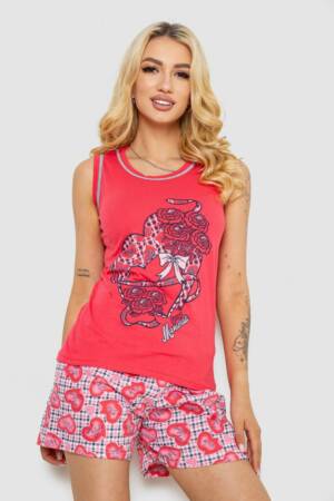 Піжама жіноча, колір червоний, 243R03674